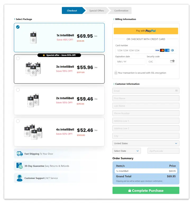 IntelliBell checkout page